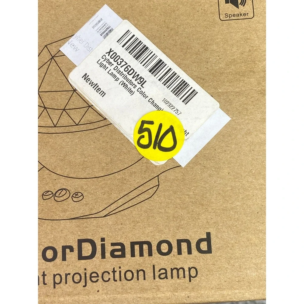 ColorDiamond Light Projection Lamp White USB Charge Speaker Music NEW‎